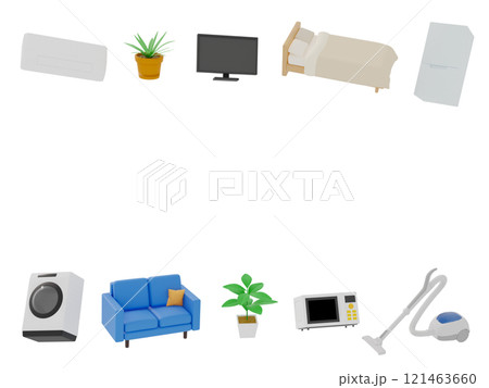 家具と家電のフレームイラスト 家具と家電のフレームイラスト 121463660