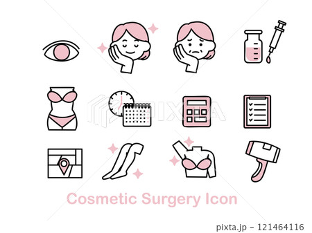 美容整形に関するアイコンのイラストセット 121464116