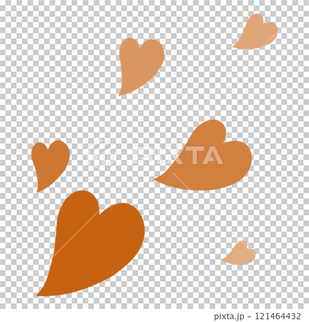 オレンジ色のたくさんのハートのイラスト オレンジ色のたくさんのハートのイラスト 121464432