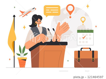 Diplomat Profession Vector Illustration Featuring International Negotiations and Agreement Signing for Worldwide Representation of Countries 121464597