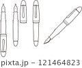 万年筆　モノクロ　線画　透過　セット 121464823