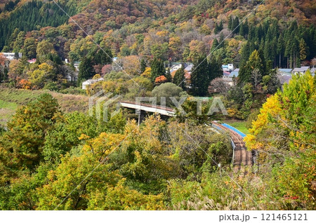 秋のJR北上線 第一和賀川橋梁 121465121