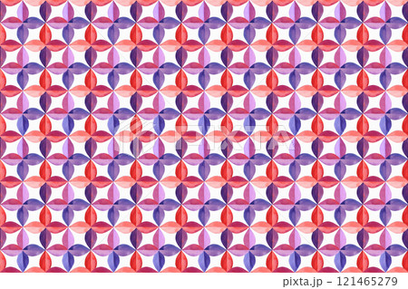 赤と紫の花のような幾何学模様シームレスパターン背景 121465279