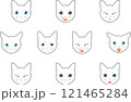 いろいろな表情の猫　白猫　アウトラインあり 121465284