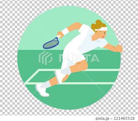 網球運動員追球 121465518