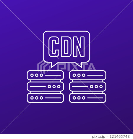 CDN icon, Content delivery network line vector CDN icon, Content delivery network line vector 121465748