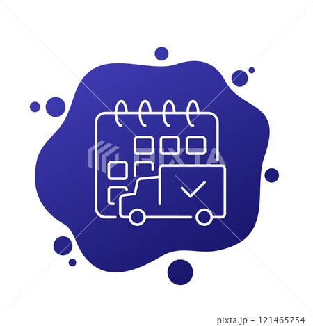 delivery schedule line icon with truck, line art 121465754