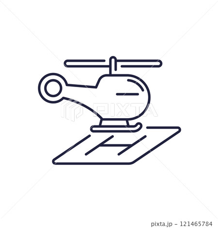 helipad line icon with a helicopter helipad line icon with a helicopter 121465784