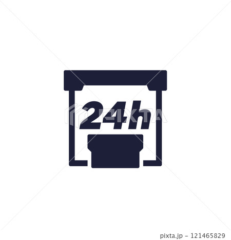 24h booth icon, exhibition stand on white 121465829