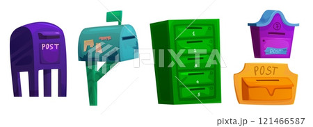 Vintage mailboxes set isolated on white 121466587