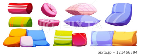 Color pillows set isolated on white background 121466594