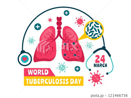 World Tuberculosis Day Vector Illustration on March 24, featuring Lungs and Bacteria for TB Awareness and Medical Campaigns in a Healthcare Background 121466736