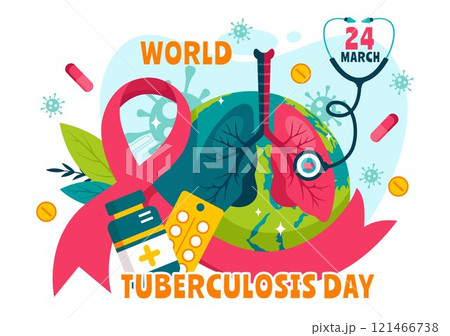 World Tuberculosis Day Vector Illustration on March 24, featuring Lungs and Bacteria for TB Awareness and Medical Campaigns in a Healthcare Background 121466738