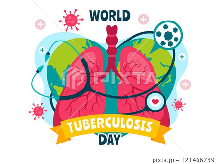 World Tuberculosis Day Vector Illustration on March 24, featuring Lungs and Bacteria for TB Awareness and Medical Campaigns in a Healthcare Background 121466739