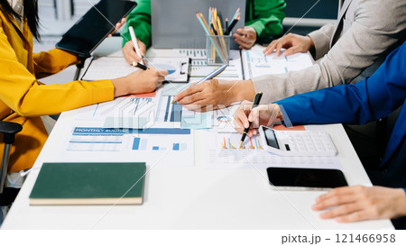 Business team meeting. professional investor working new start up project. Finance task. 121466958