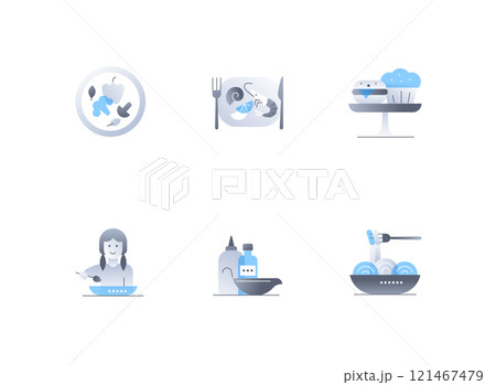 Gastronomy and food - flat design style icons set 121467479