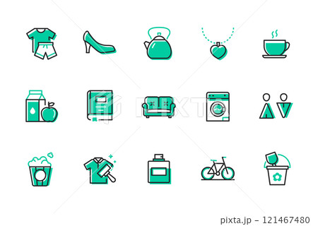 Mall wayfinding - set of line design style icons Mall wayfinding - set of line design style icons 121467480