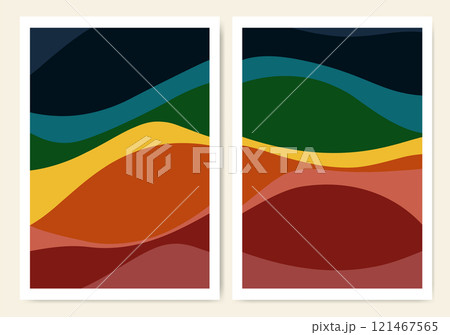 Abstract mid century posters with geometric shapes. Modern liquid boho minimalist art collection Abstract mid century posters with geometric shapes. Modern liquid boho minimalist art collection 121467565