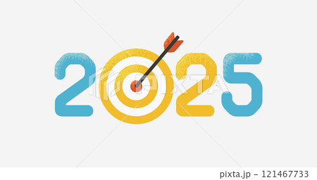 2025年の目標達成 | ターゲットのイラスト ( アイキャッチ  1:1.191)  121467733