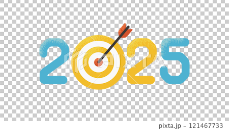 2025年の目標達成 | ターゲットのイラスト ( アイキャッチ  1:1.191)  121467733