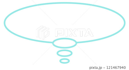 シンプルな楕円の思考吹き出し2(水色・線画のみ) シンプルな楕円の思考吹き出し2(水色・線画のみ) 121467940