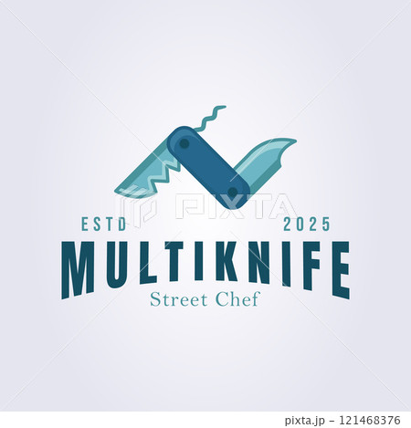 multitool knife logo template illustration design, flat modern multi knife logo symbol icon vector multitool knife logo template illustration design, flat modern multi knife logo symbol icon vector 121468376