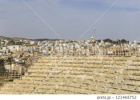 Amphitheater in Jerash (Gerasa of Antiquity), capital and largest city of Jerash Governorate, Jordan. Amphitheater in Jerash (Gerasa of Antiquity), capital and largest city of Jerash Governorate, Jordan. 121468752