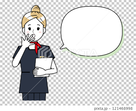 Illustration of a woman serving customers: Beauty advice staff 121468998