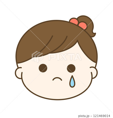ホロリと泣く女の子の赤ちゃんの顔のゆるかわイラスト ホロリと泣く女の子の赤ちゃんの顔のゆるかわイラスト 121469014