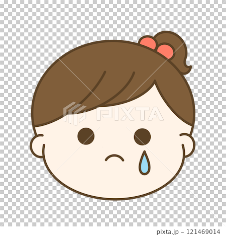 ホロリと泣く女の子の赤ちゃんの顔のゆるかわイラスト ホロリと泣く女の子の赤ちゃんの顔のゆるかわイラスト 121469014