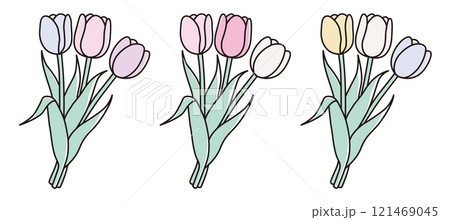 かわいいチューリップの花束のベクターイラスト かわいいチューリップの花束のベクターイラスト 121469045