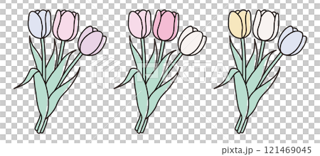 かわいいチューリップの花束のベクターイラスト かわいいチューリップの花束のベクターイラスト 121469045