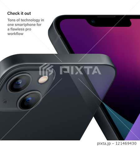 smartphone frameless gray color with colored screen saver front and backside view isolated on white background. mockup of realistic new mobile phone with shadow. vector 3d isometric illustration smartphone frameless gray color with colored screen saver front and backside view isolated on white background. mockup of realistic new mobile phone with shadow. vector 3d isometric illustration 121469430