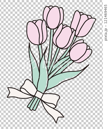 かわいいチューリップの花束のベクターイラスト 121469465
