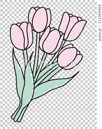 かわいいチューリップの花束のベクターイラスト 121469468