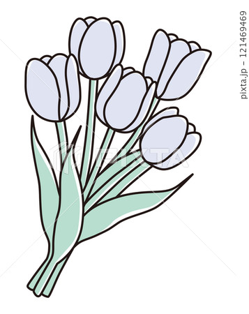 かわいいチューリップの花束のベクターイラスト 121469469