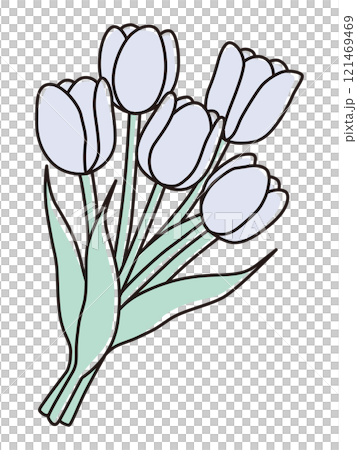 かわいいチューリップの花束のベクターイラスト 121469469