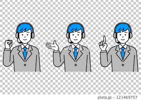 戴著耳機姿勢組的男性操作員 戴著耳機姿勢組的男性操作員 121469757