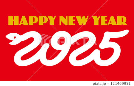 HAPPY NEW YEAR 2025巳ロゴ (赤背景) 121469951