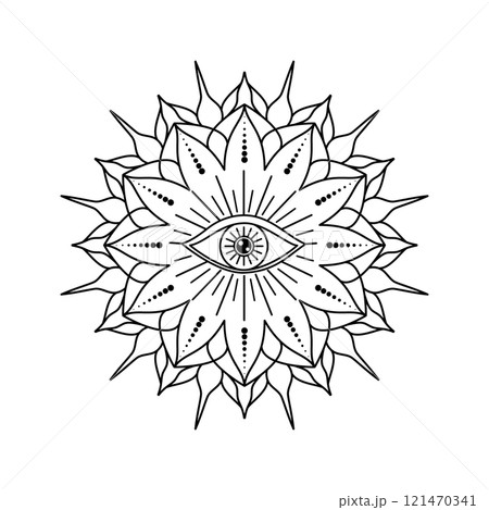 Geometric mandala with an all seeing eye  121470341