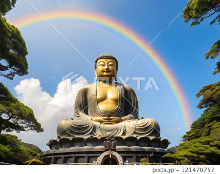 夏の青空と大仏 121470757