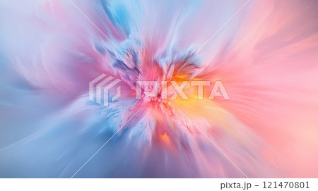 Colorful abstract burst of pink, blue, and yellow hues 121470801