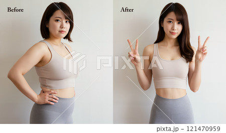 ダイエットで見事に変わり遂げた女性 ダイエットで見事に変わり遂げた女性 121470959