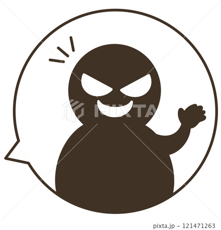 怪しい人物が話している吹き出しのシンプルイラスト 怪しい人物が話している吹き出しのシンプルイラスト 121471263