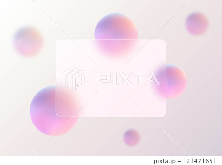 Glass morphism website landing page template. Translucent glass partition with floating spheres. Glass morphism website landing page template. Translucent glass partition with floating spheres. 121471651