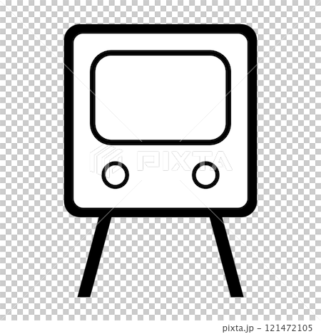 舊陰極射線管電視的黑白插圖圖標 121472105