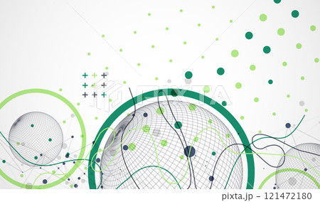 Abstract sphere background with plexus effect. 3D surface. Vector illustration. 121472180