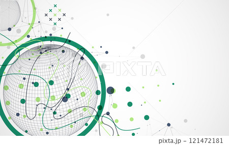 Abstract sphere background with plexus effect. 3D surface. Vector illustration. 121472181