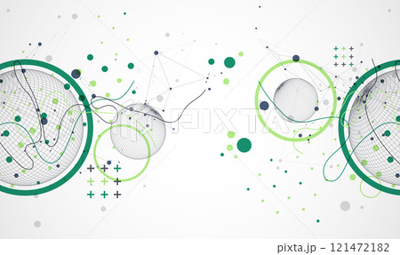 Abstract sphere background with plexus effect. 3D surface. Vector illustration. 121472182
