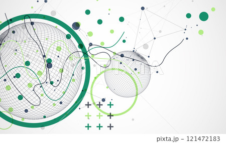 Abstract sphere background with plexus effect. 3D surface. Vector illustration. 121472183
